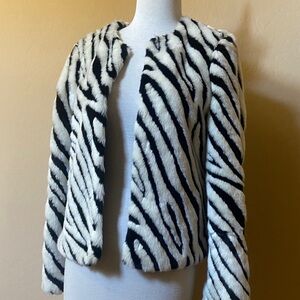 Zebra Print Faux Fur Jacket by Divided
